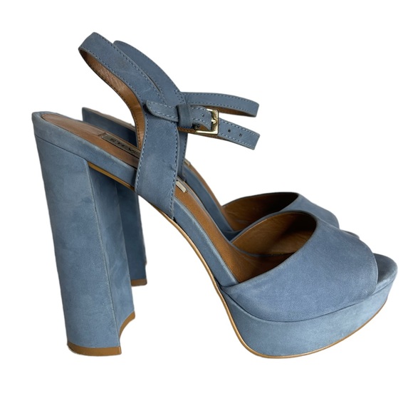 Steve Madden Kierra light blue Nubuck leather platform heel 8